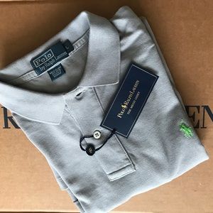 NWT 👕 RL “The Iconic Mesh Polo Shirt” Grey/Lime